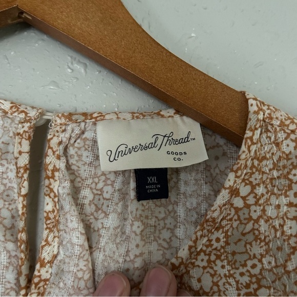 🦋 Universal Thread Orange Prairie Boho Bohemian Ruffle Mid Sleeve Blouse XXL - Picture 2 of 6